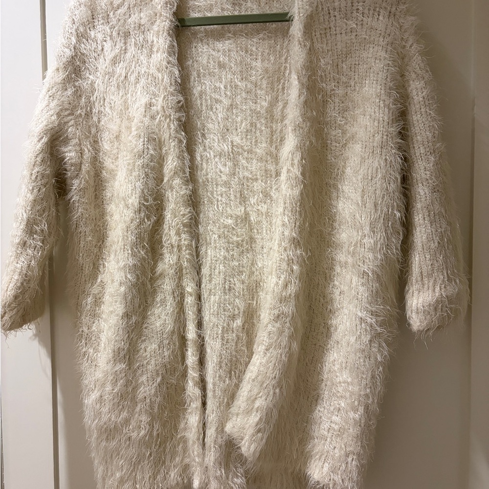 Fuzzy Cozy Cream Women's Cardigan Sweater